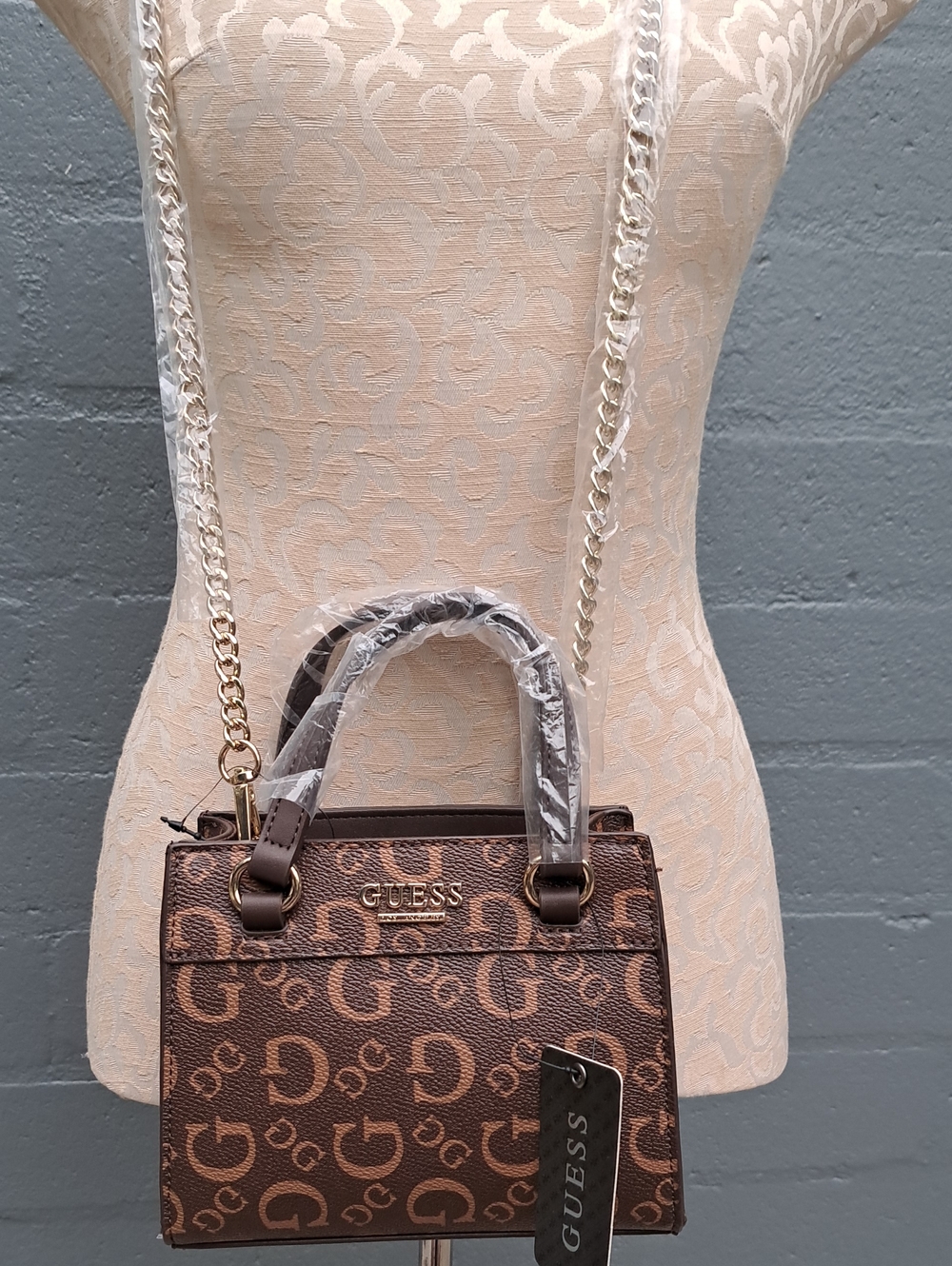 Guess Brown Logo Shoulder Bag